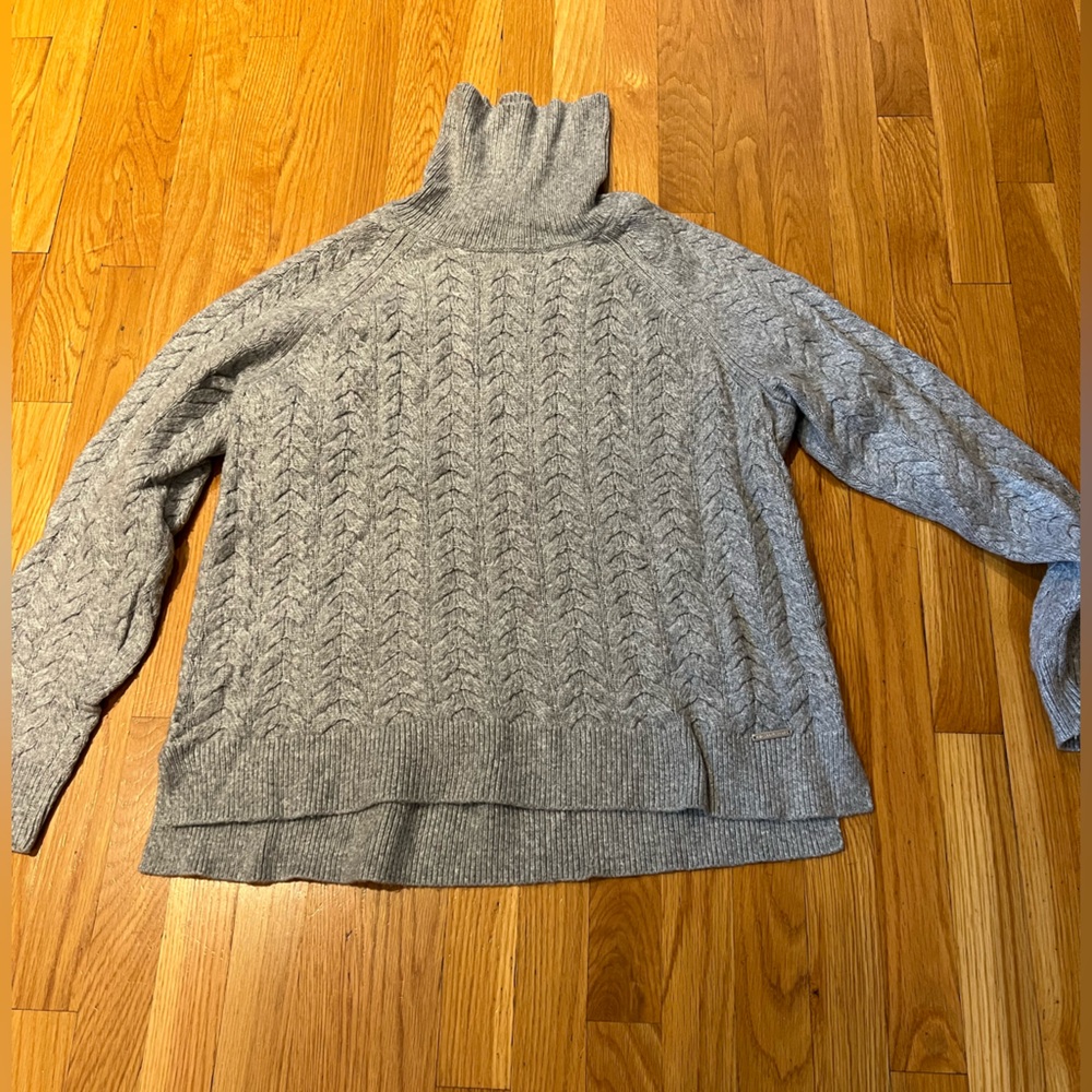 MICHAEL Michael Kors Gray Cowl Neck Cable Knit Sweater